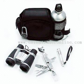 8-in-1 Stainless Steel Camping Tool with Carabiner Compass